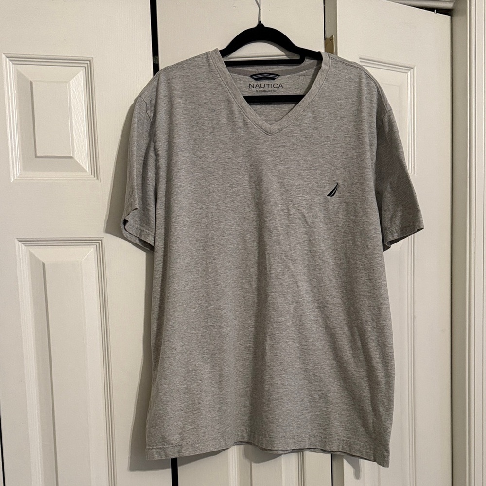 Nautica Heather Gray Men's V-Neck Tee